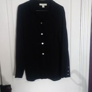 Button down black crepe blouse
